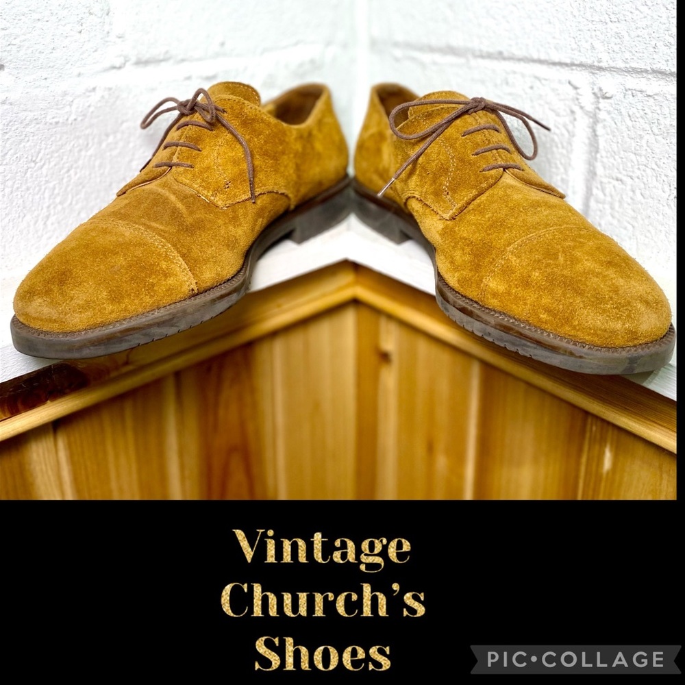 Vintage Church’s Brown Suede Lace Up Dress Shoes size 9.5